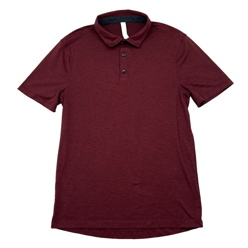 Lululemon Polo Shirt Mens Size Small S Maroon Red Short Sleeve Stretch